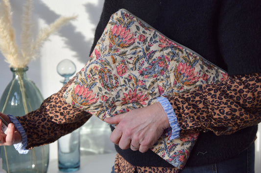 Housse pour Ipad en tissu matelassé multicolore - Maisonlili