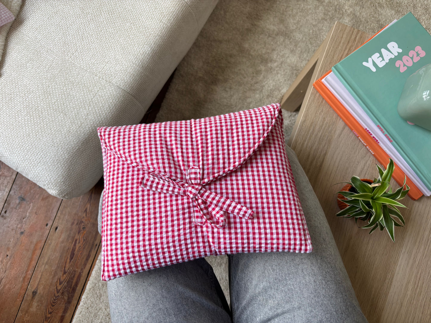 Housse pour Ipad à noeud, en vichy rouge