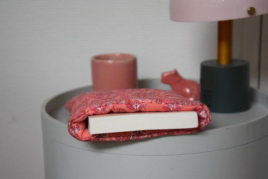 Housse à livre en tissu matelassé fleuri aux motifs corail - Maisonlili