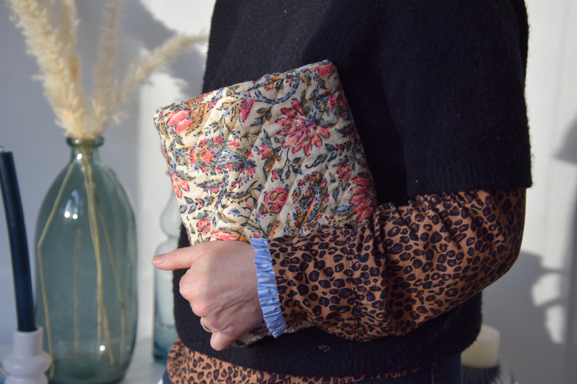 Housse à livre en tissu matelassé multicolore - Maisonlili