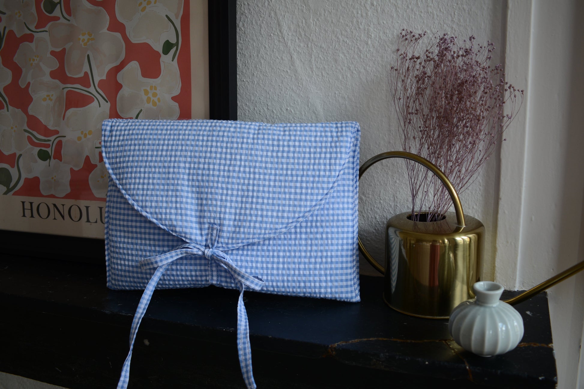 Housse pour ordinateur 13 pouces en vichy bleu - Maisonlili