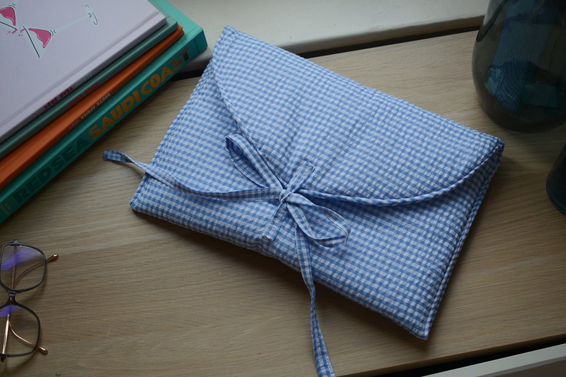 Housse pour ordinateur 13 pouces en vichy bleu - Maisonlili