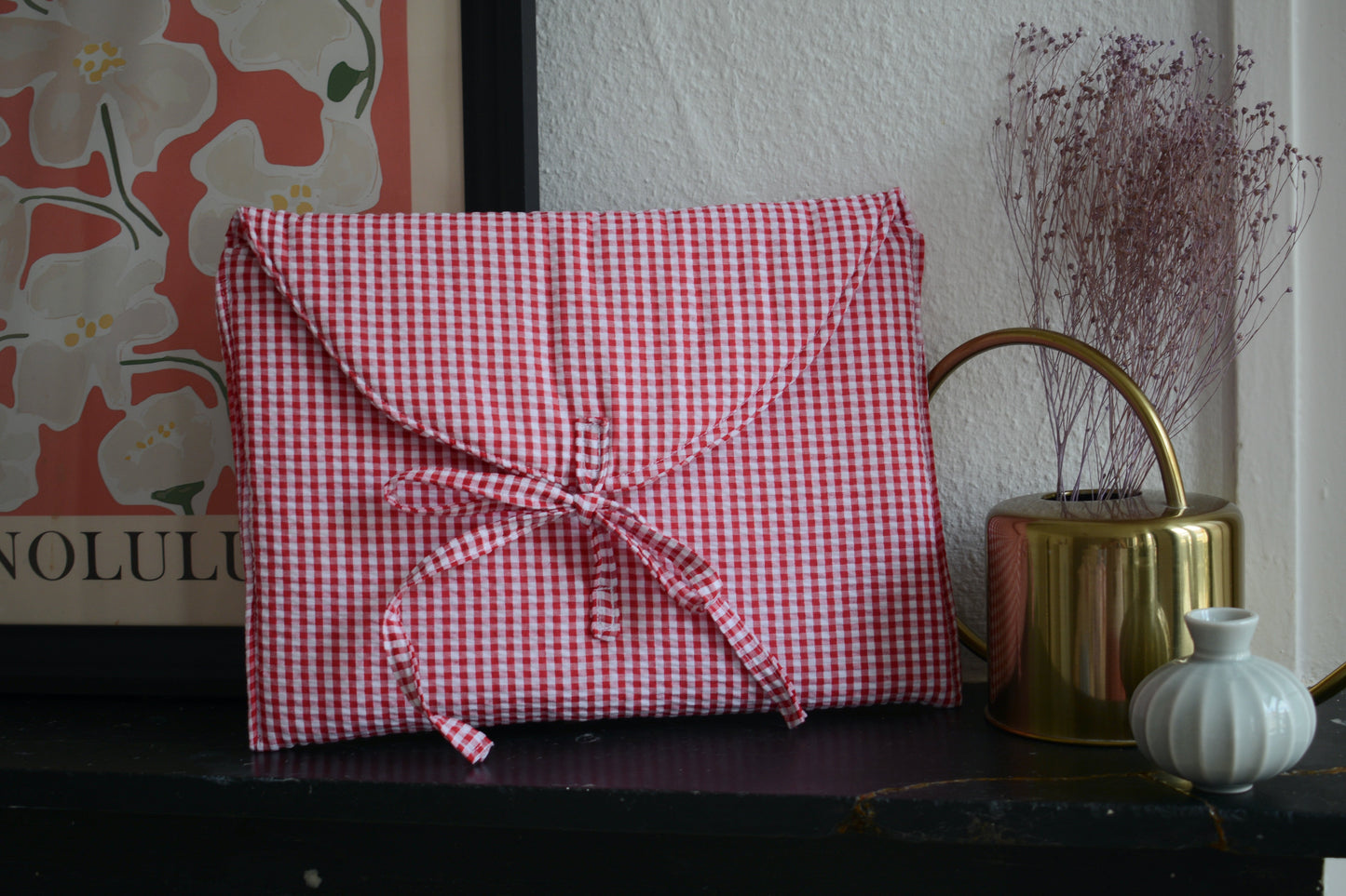 Housse pour ordinateur 13 pouces en vichy rouge - Maisonlili