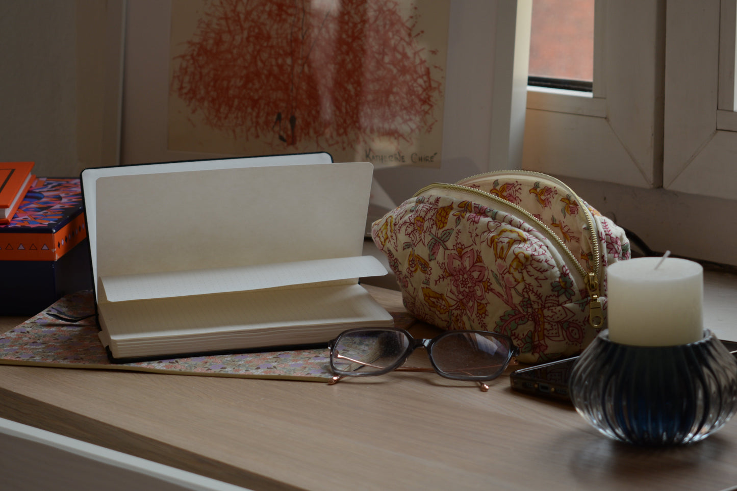 Trousse scolaire en tissu matelassé aux motifs printaniers - Maisonlili